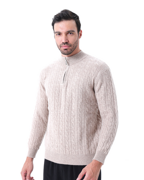 100 % gewebter Kaschmirpullover mit halbem Reißverschluss
