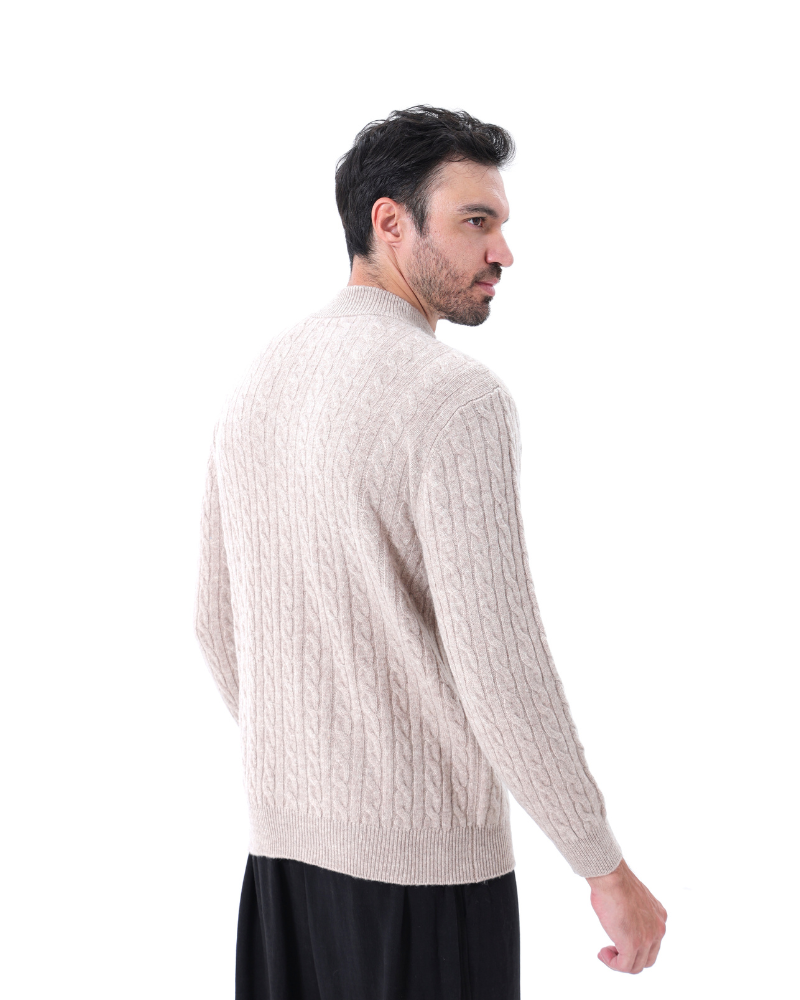 100 % gewebter Kaschmirpullover mit halbem Reißverschluss