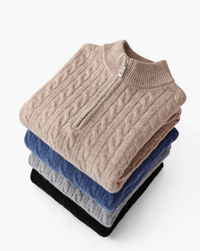 100 % gewebter Kaschmirpullover mit halbem Reißverschluss