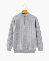 100 % gewebter Kaschmirpullover mit halbem Reißverschluss