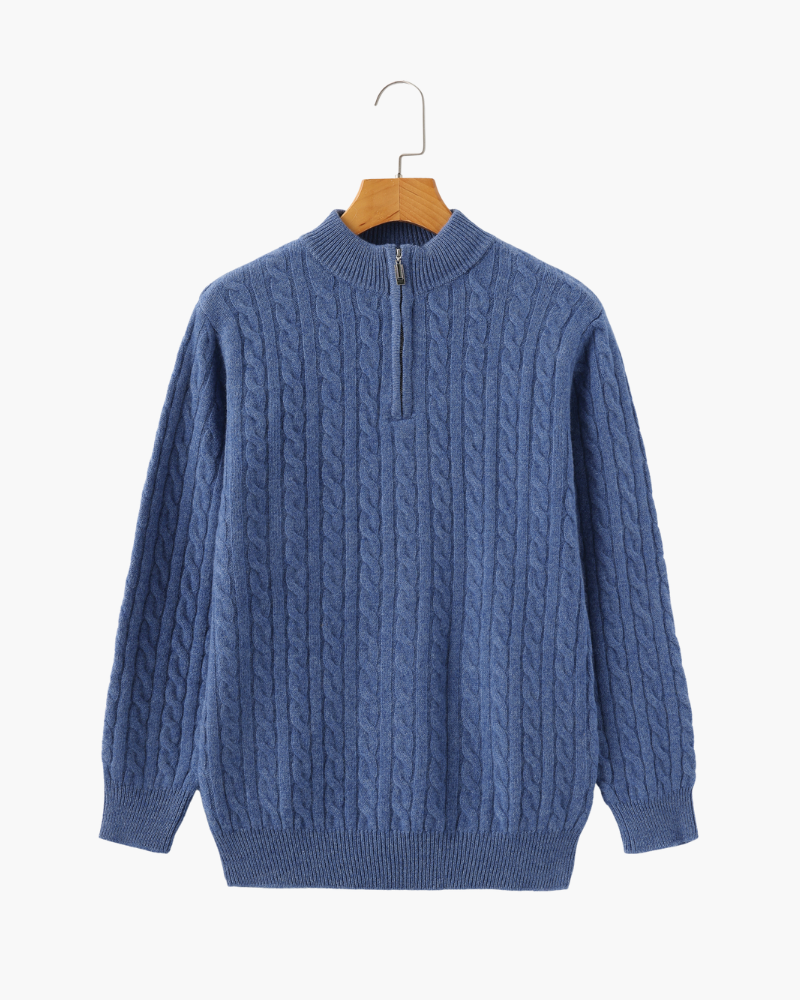 100 % gewebter Kaschmirpullover mit halbem Reißverschluss