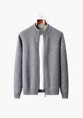 MERINO ZIP TWO-TONE CARDIGAN
