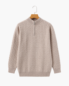 100 % gewebter Kaschmirpullover mit halbem Reißverschluss