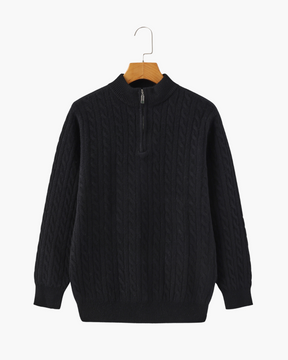 100 % gewebter Kaschmirpullover mit halbem Reißverschluss