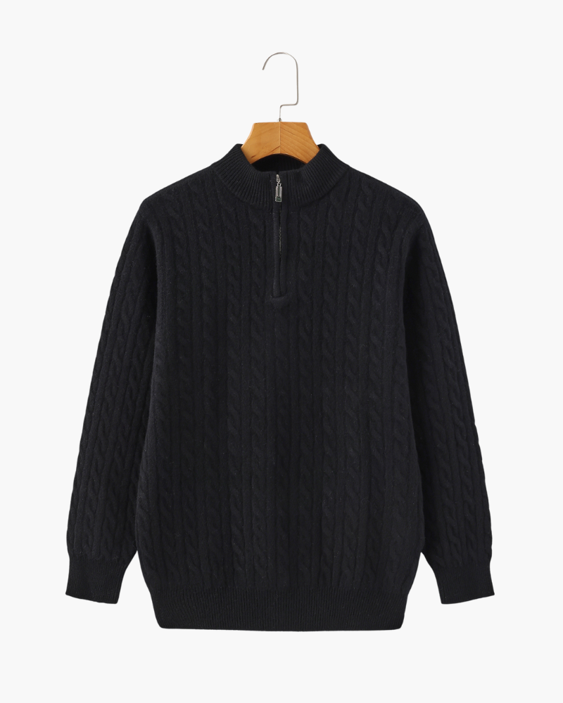 100 % gewebter Kaschmirpullover mit halbem Reißverschluss