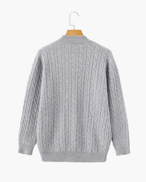 100 % gewebter Kaschmirpullover mit halbem Reißverschluss
