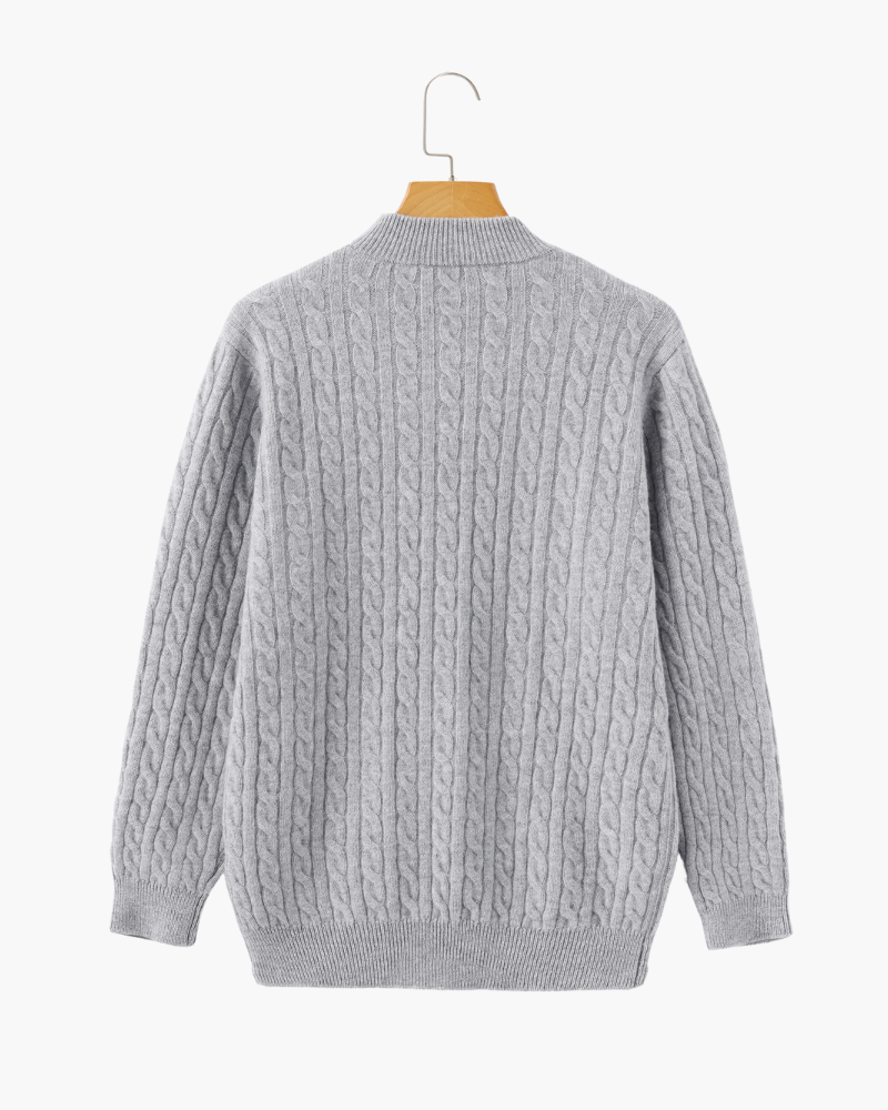 100 % gewebter Kaschmirpullover mit halbem Reißverschluss