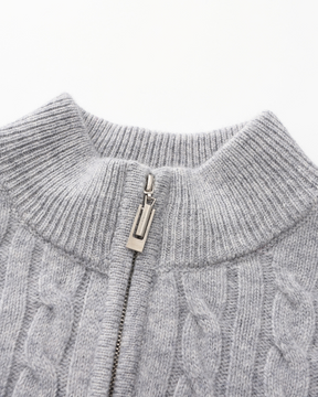 100 % gewebter Kaschmirpullover mit halbem Reißverschluss