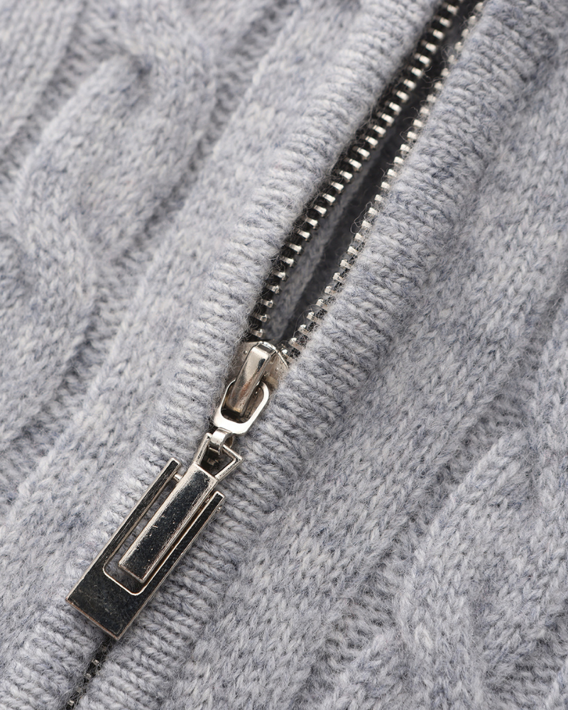 100 % gewebter Kaschmirpullover mit halbem Reißverschluss