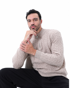 100 % gewebter Kaschmirpullover mit halbem Reißverschluss