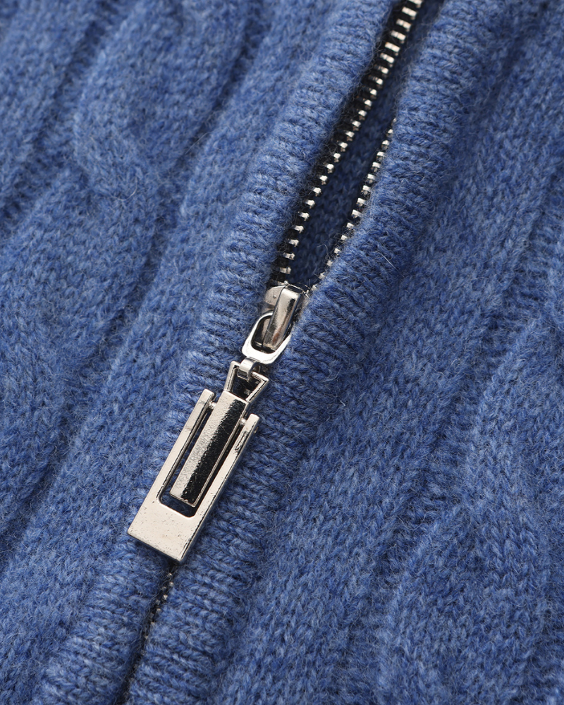 100 % gewebter Kaschmirpullover mit halbem Reißverschluss