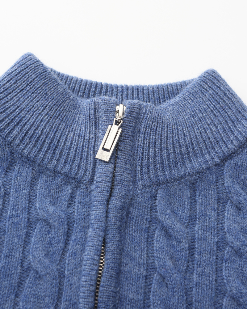 100 % gewebter Kaschmirpullover mit halbem Reißverschluss